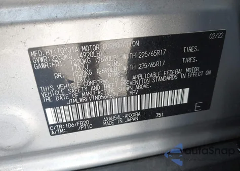 2022 Toyota Rav4 Hybrid Le from USA, damaged, VIN JTMLWRFV1ND564629
